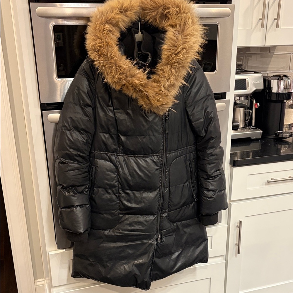 Mackage Women's Black Puffer Coat with Fur Trim size medium